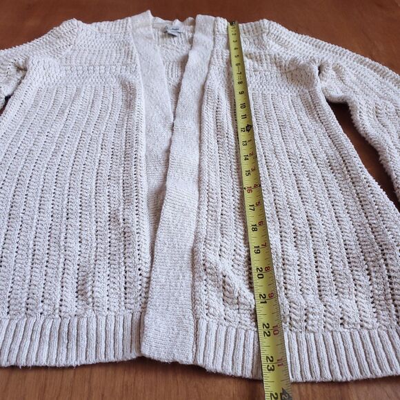 Vintage LL Bean Cardigan Sweater Womens XS Open Front Cream Oatmeal Chunky Knit - Picture 7 of 11